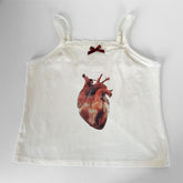 Bxoxo Gothic Aesthetic Y2K Emo Girl Chic Heart Pattern Print Punk Harajuku Streetwear Lace White Women's Sleeveless Camisole Baby Tops